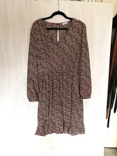 Papaya UK 20 Pink Leopard Print Dress V-Neck Ruffle Long Sleeve Knee Length