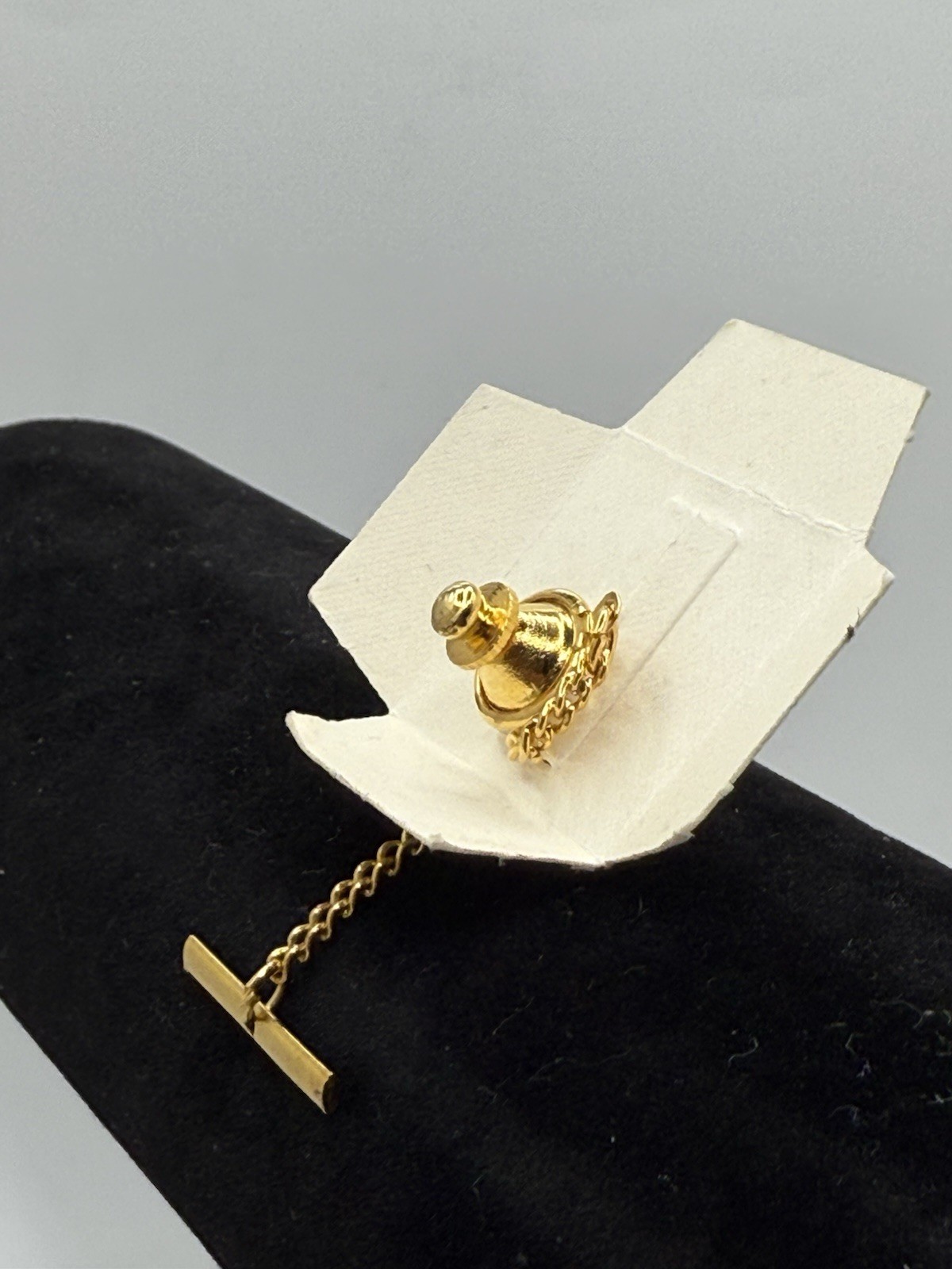 Vintage Agate Lapel Tie Tack Pin Gold-tone Seahorse Small Bar Men’s Formal Wear