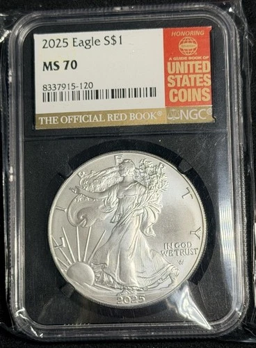 2025 Special Black Core RED BOOK LABEL American Silver Eagle NGC MS70 No Reserve