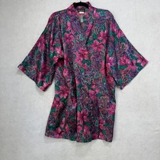 Vintage Fredericks of Hollywood Robe Womens Medium Floral Paisley Kimono 90s
