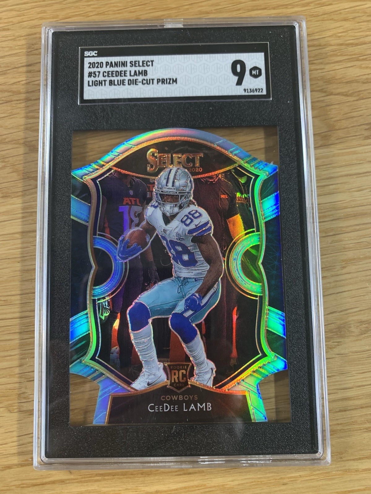 Ceedee Lamb 2020 Panini Select Die Cut Light Blue Prizm PSA 9 MINT Cowboys #57