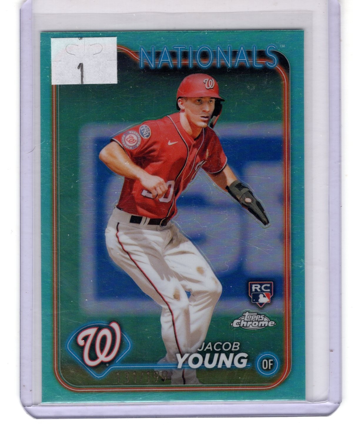 2024 Topps Chrome #264 Jacob Young Aqua Refractors #/199 RC Nationals