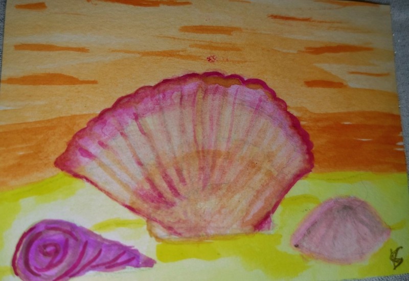 ACEO ATC Original Watercolor Painting, Spiral Treasure 2.5" x 3.5" K. Swope