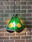Vintage Stained Glass Swag Lamp Pendant Light Green & Yellow Tiffany Style