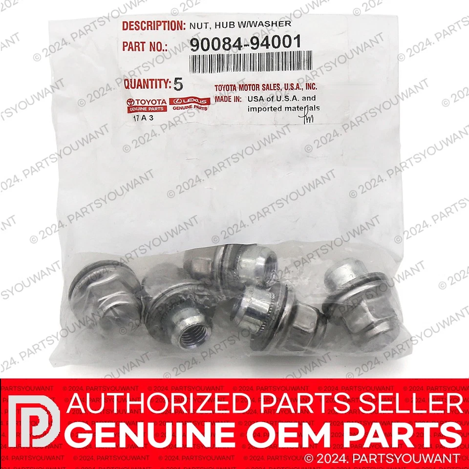 Tuerca de rueda cromada original Toyota Lexus de fábrica OEM NUEVA 90084-94001 [JUEGO DE 5] Foto 4 de 4