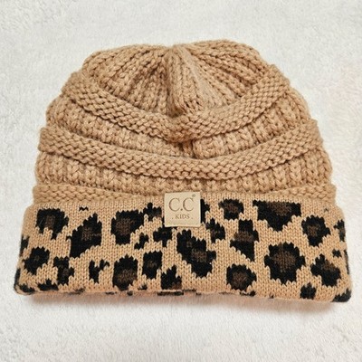 CC Exclusives Kids 2-5 Years Leopard Animal Print Ribbed Knit Beanie Hat