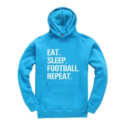 LEISUREWEAR ONLINE Eat Sleep Football Repeat Kids Hoodie Childrens Footy Hooded Sweatshirt