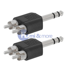 2x Audio Connector 6.35mm Stereo Plug to 2 x RCA Plug Adapter
