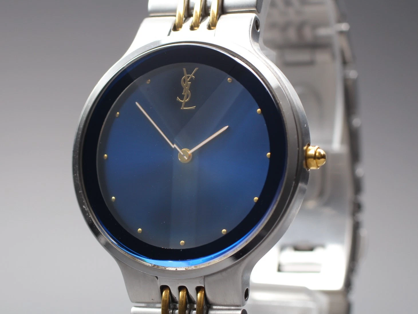 SAINT LAURENT (YSL) [Quasi Come Nuovo] Orologio Donna Yves Saint Laurent 5421 H10031Y Vetro Taglio Blu Quarzo