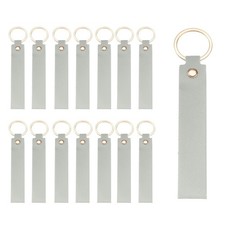 20 Pcs PU Leather Laser Engraving Keychain Blanks Light Gray, 5.3" x 0.8" 