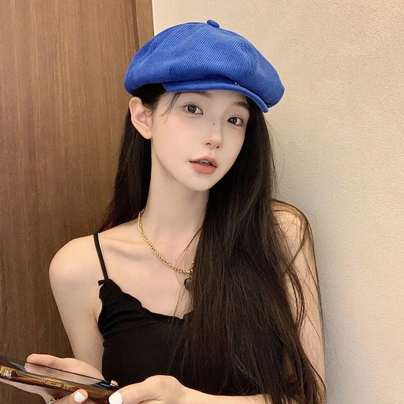 Mujeres Pana Newsboy Sombrero Gorra Pana Niño Panadero Taxista Pintor Moda Retro Nuevo Foto 4 de 4