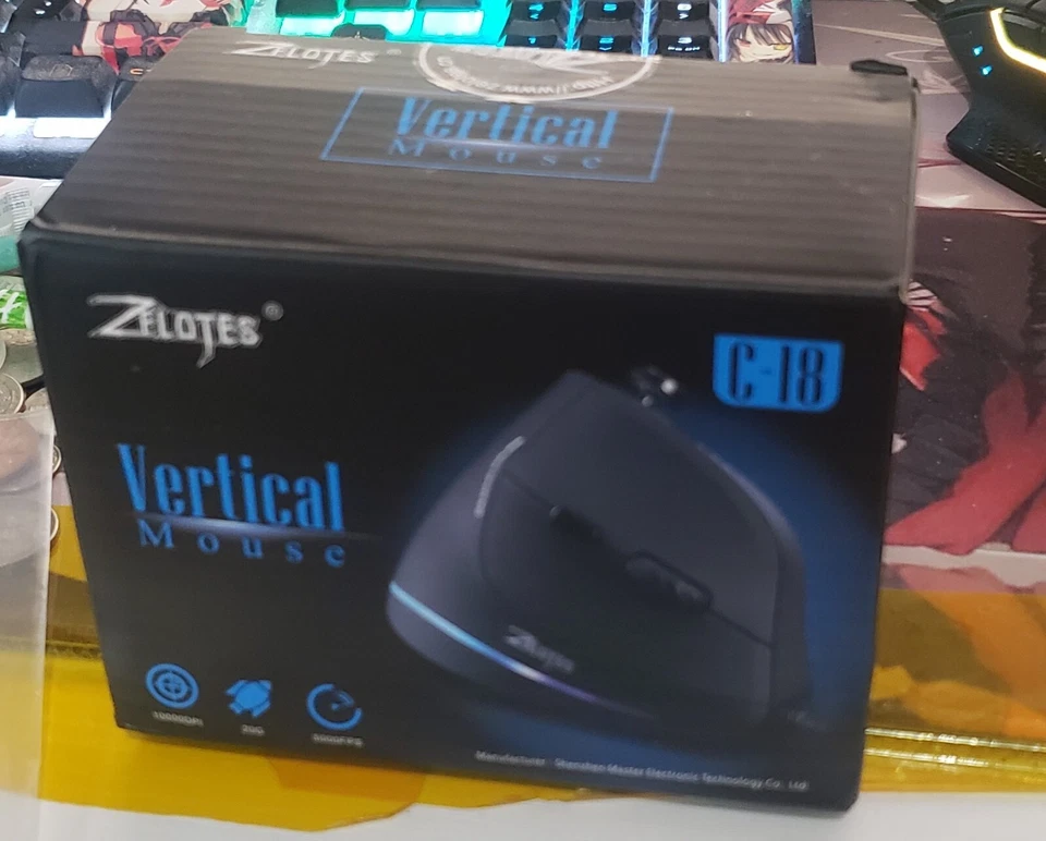 Vertical Gaming Mouse Wired RGB Ergonomic USB Joystick Programmable Mice Zelotes - Image 2 of 4