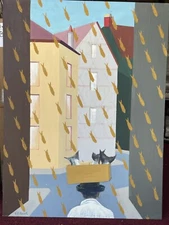 Nathaniel Reich surreal oil on board 24 X 32