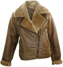 Women's 100% Genuine Sheepskin Brown Camel Ginger Winter Jacket