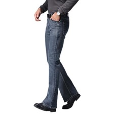 Men Bell Bottom Denim Pants Flared Jeans Vintage 60s 70s Wide Leg Trousers