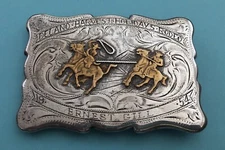 RARE Sterling 1954 Delano Harvest Rodeo World Champion Roper Trophy Belt Buckle