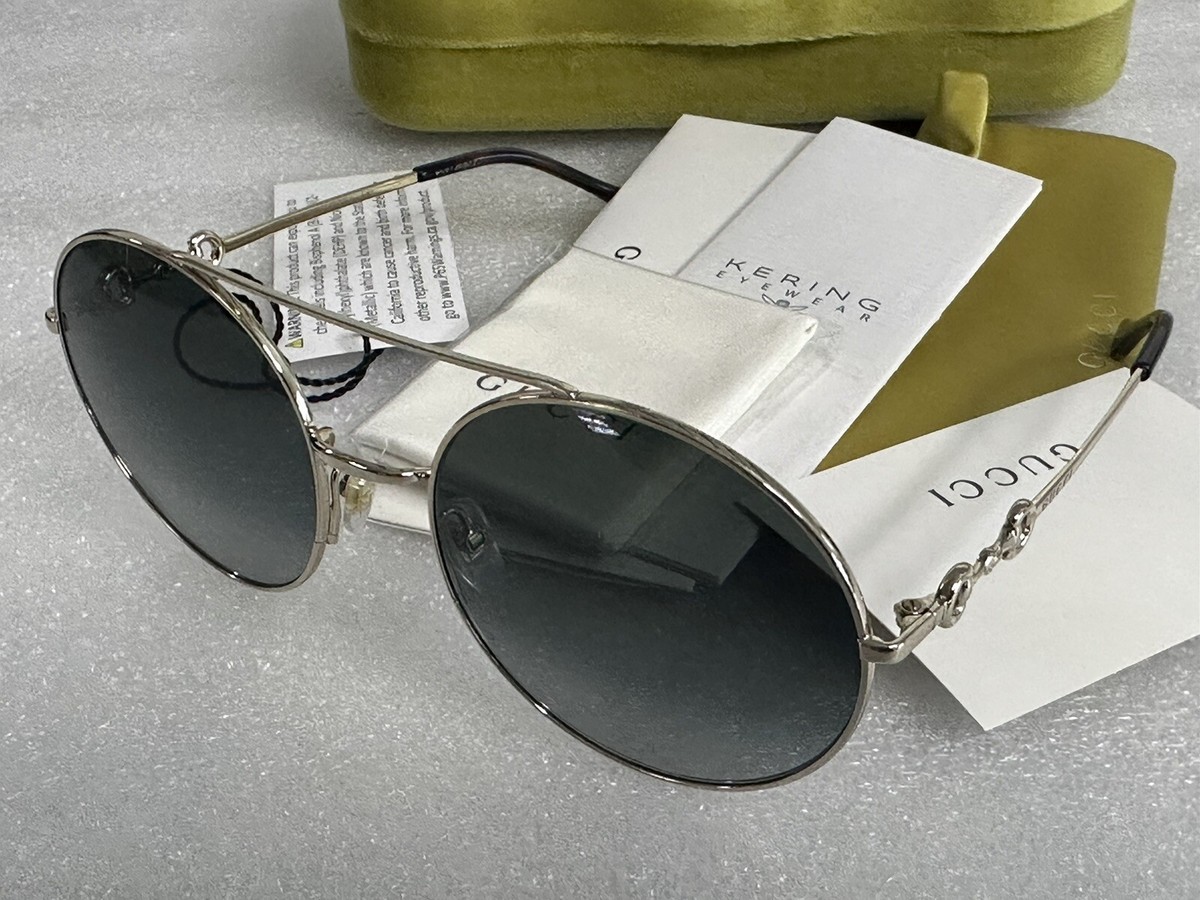 New Authentic Gucci Sunglasses GG0878S 003 59 Horsebit Oversized Round Genuine Gucci Sunglasses Gg0878s 001 Gold Gray Woman for  main image 2