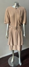 Retro Vintage 90s Tiered Belted Midi Career Work Dress XL 18