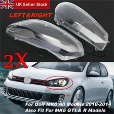 Pair Headlight Headlamp Lens Cover For VW Volkswagen Golf 6 MK6 GTI R 2010-2014
