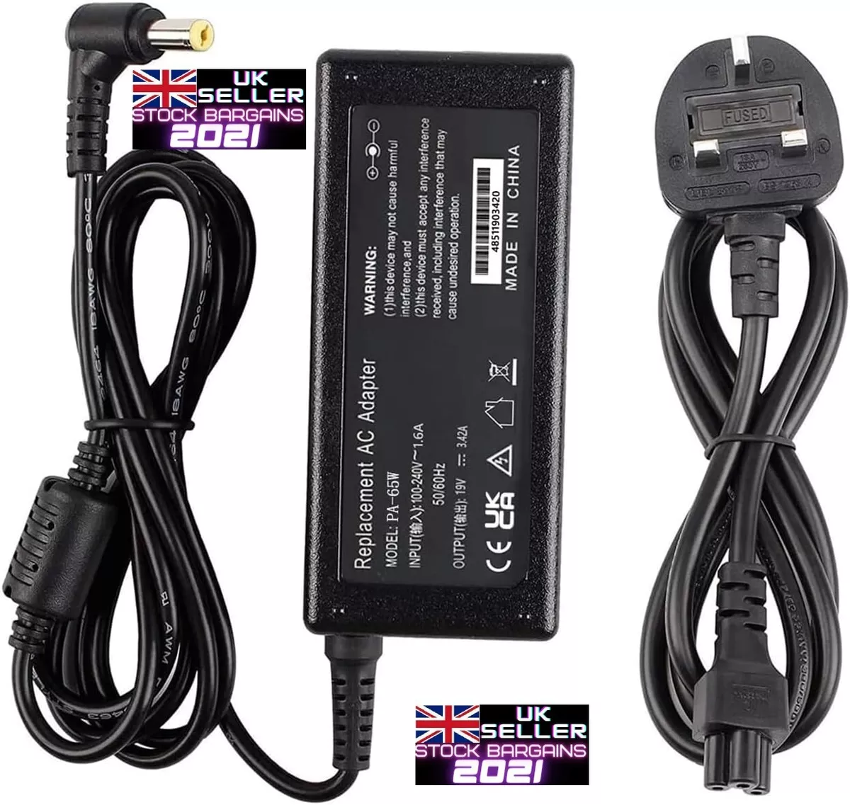 SKOTSLYE Replacement Laptop Charger 65W 19V 3.42A AC Adapter for Acer S323 E125