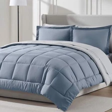 Nestl Queen Comforter Set 7 Piece - Reversible Comforters Queen Size Stone Bl...