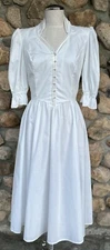 Gunne Sax Jessica McClintock VTG 70/80’s Fit & Flare White Prairie Dress Sz. 9