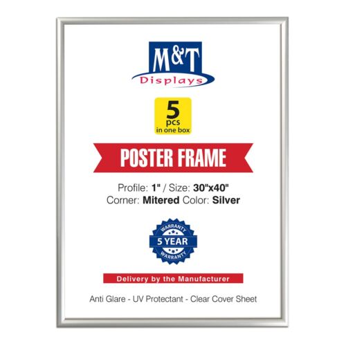 Marco de fotos de póster a presión de aluminio carga frontal 30x40 pulgadas negro o plateado - Imagen 23 de 24