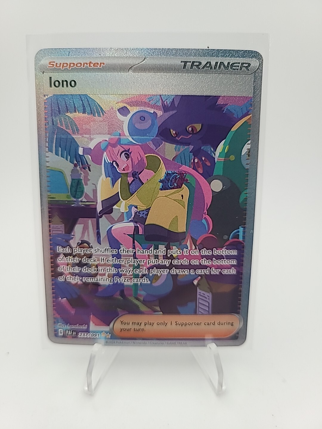 Pokémon TCG: Paldean Fates Iono 237/091 Holo Special Illustration Rare LP +