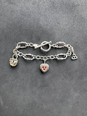 20,9 g RB Sterlingsilber 925 & 18 Karat Rubin Bettelarmband 6,5 Zoll Schmuck Konvolut U