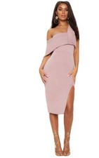 prettylittlething asymmetric strap split detail midi Size 8 