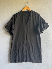 Zara Dress Womens Medium Black Mini Ruffle Sleeve Minimalist Date Cocktail Party