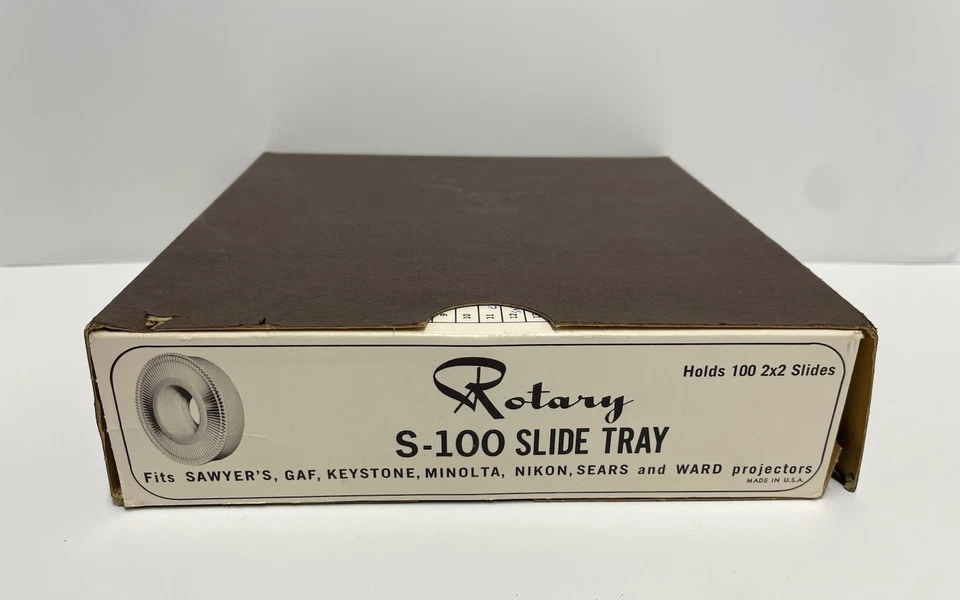 Bandeja Deslizable Vintage GAF Sawyer's Rototray Rototray 100 Carrusel Con Caja Lote de 3 1964 Foto 3 de 4