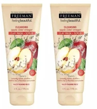 Freeman Facial Apple Cider Vinegar Clay Mask + Scrub 6 oz./175 mL- 2 Pack