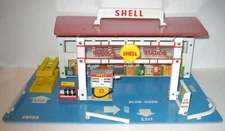 Vintage Miniature Toy SHELL SERVICE GASOLINE STATION 