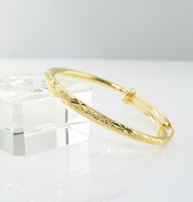 9K Yellow Gold Filled 45mm Baby Girl Star Pattern Slide Bangle Party Xmas /316p