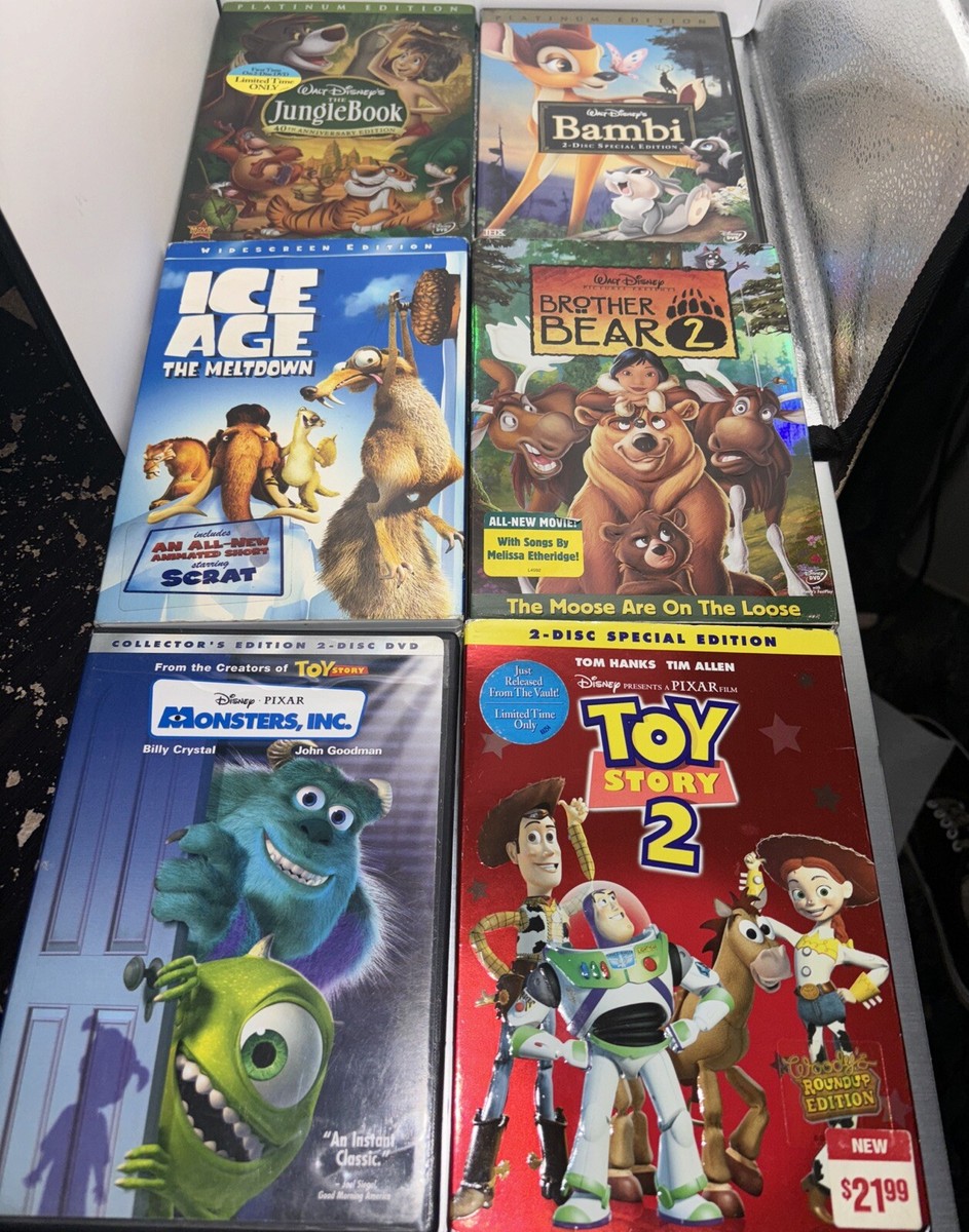 6 DVD's-Toy Story 2, Monster's Inc, Ice Age,Brother Bear 2,The