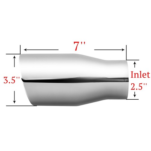 Pack of 2 Weld On Double Wall Exhaust Tip Chrome 2.5" Inlet x 3.5"OD x 7"L - Picture 2 of 6