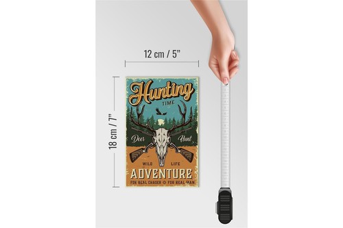 Holzschild Retro 12x18 cm Hunting Time Adventure Abenteuer Schild wooden sign - Picture 5 of 5