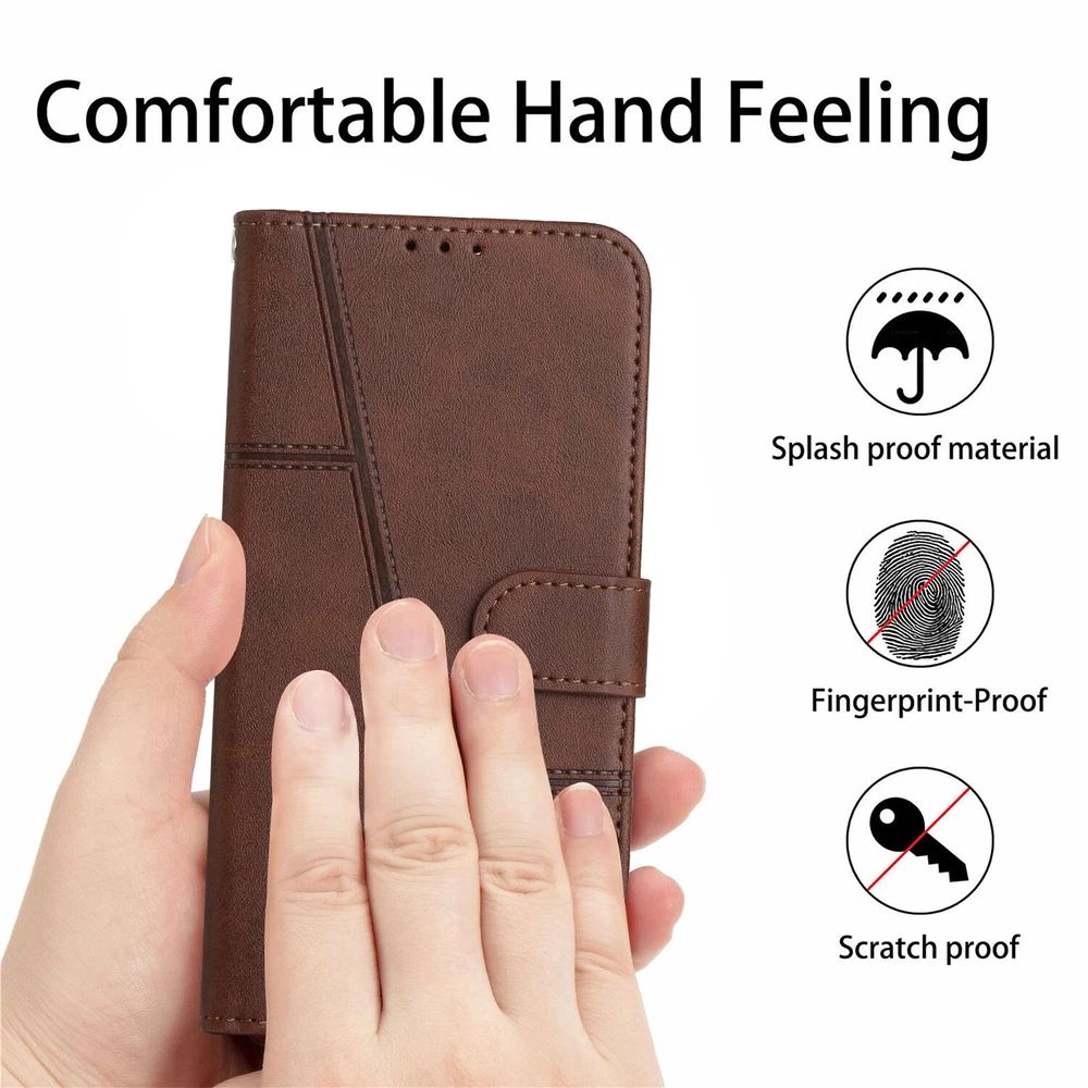 Durable Leather Wallet Stand Case for iPhone 16 15 14 13 12 11 Pro Max Plus