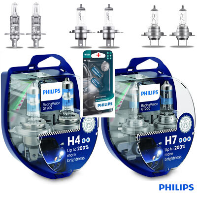 Philips Racing Vision GT200 H4 H7 Alle Typen Freie Wahl 2 Stk. + W5W XV ...