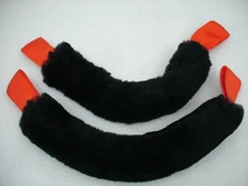SOFT TIE DOWN ASSIST STRAP SHEEPSKIN 1 1/2" WIDE MOTORCYCLE HANDLEBAR ORANGE