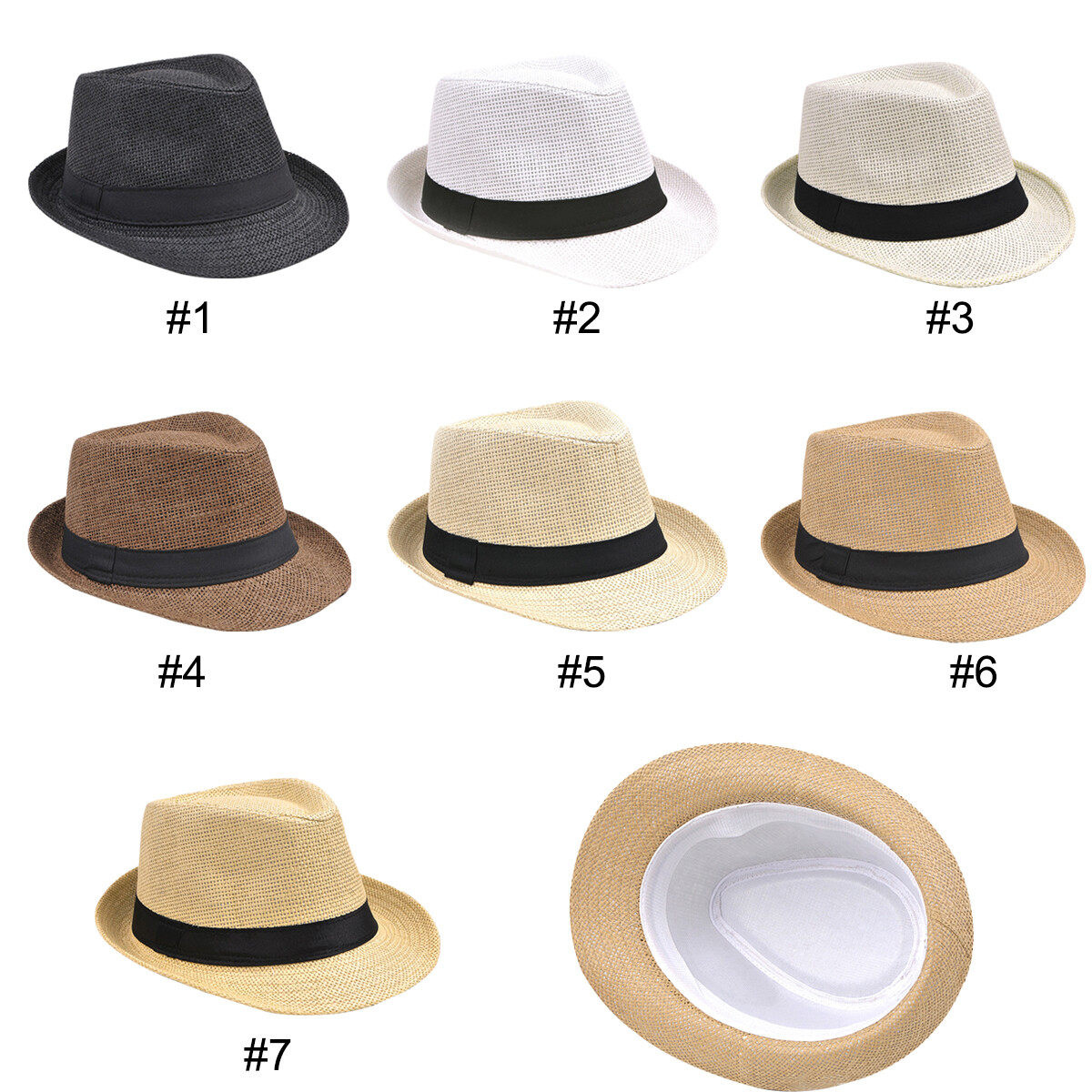 Men/Ladies Fedora Travel Hats Straw Panama Style Sun Beach  display picture 2