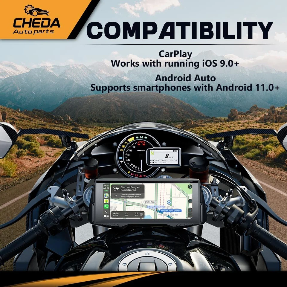 6.86" Motorcycles GPS Screen w/ Wireless CarPlay/Android Auto & Cameras & TPMS - Image 3 of 4