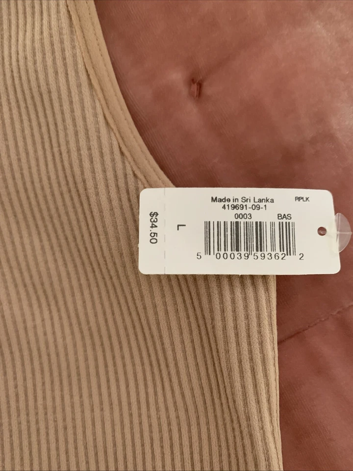 GapBody Seamless LARGE Ribbed Cropped Tank Top Cafe Au Lait NWT Foto 2 de 4