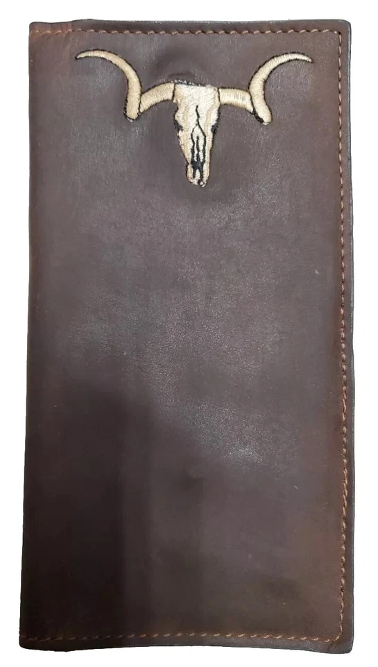 LONGHORN Rodeo WALLET Cowboy CHECKBOOK COVER Western Skull EMBROIDERY - Image 3 of 4