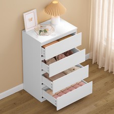 WOLTU Kommode mit 4 Schubladen Sideboard Aufbewahrungsschrank 60x90x40 cm Weiß