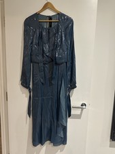 Roland Mouret “Carilo” Teal High Shine Lurex Dress – Size UK 6