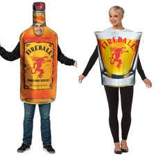 Fireball Whisky Bottle Shot Glass Costume Liquor Halloween Adult One Size