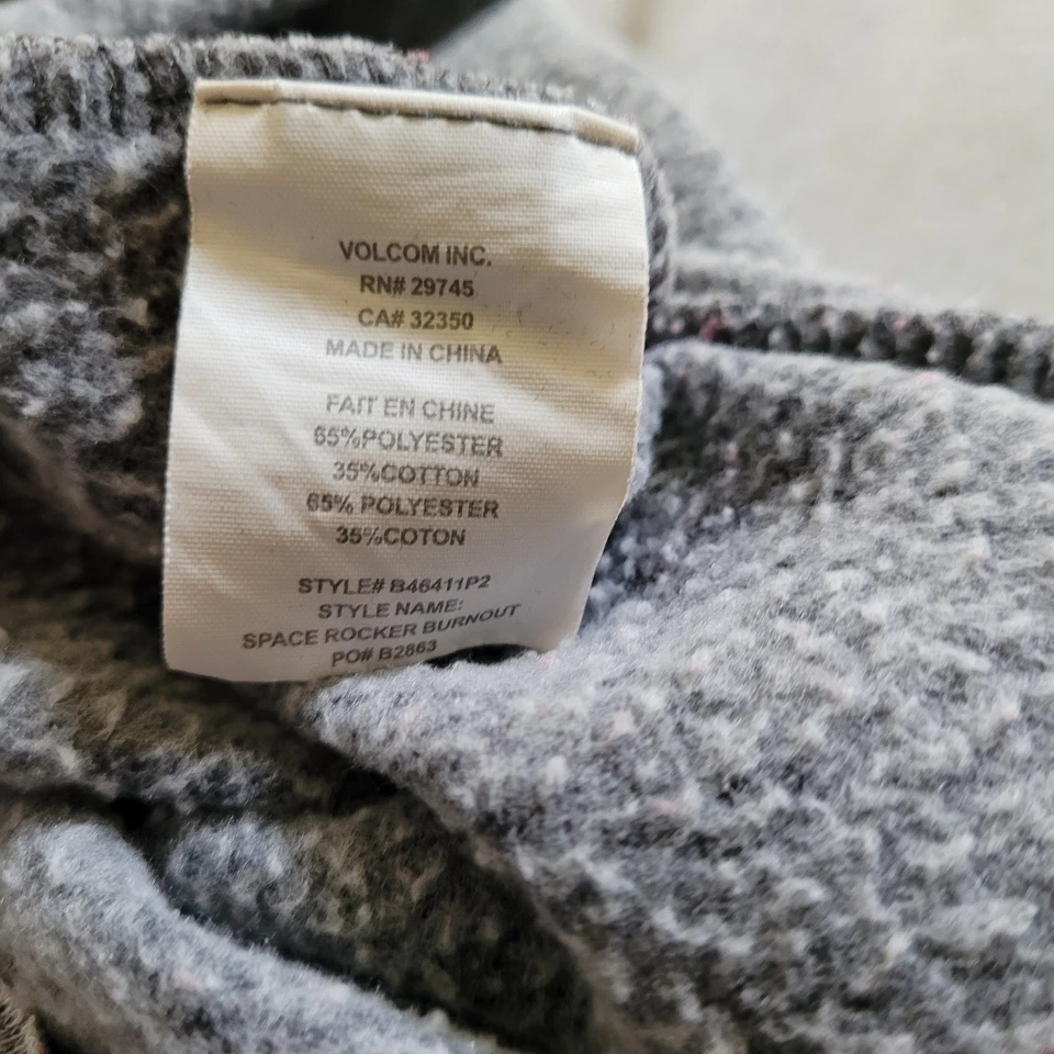 Volcom Women's Gray Pullover Low Shoulder Sweater Faded Geometric Pattern Size L - Image 4 of 4