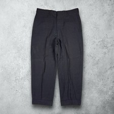 Vintage 50s Wool Gabardine Trouser Pants Black Men's Size 30x24 Drop Loop
